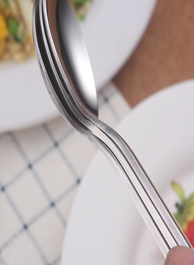 Mockery Stainless Steel Soup Spoons Round Dinner Spoon Table Spoon Meal Spoon 8.26 Inch Long Handle Smooth Round Head Excellent Anti-Stick Round Soup Scoop Tablespoon Tableware Silverware (Pack of 6) - Image 4